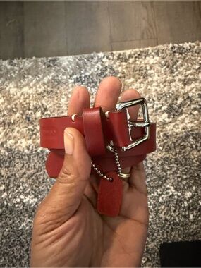 Coach Red Leather Women's Belt with Silver Buckle